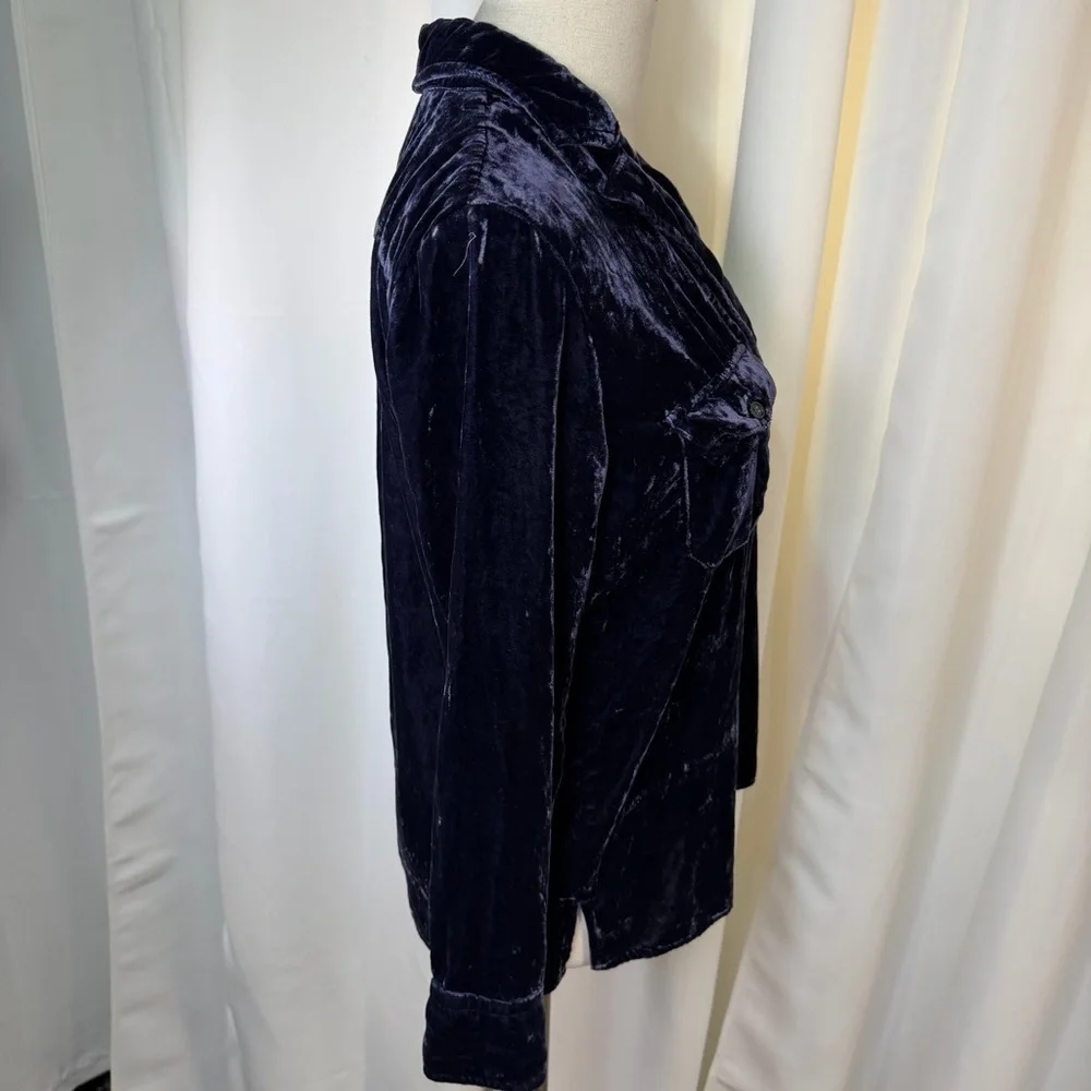 J. Crew ‘Velvet Patch-Pocket Popover Shirt’ in “Navy Twilight” Blue Size XS